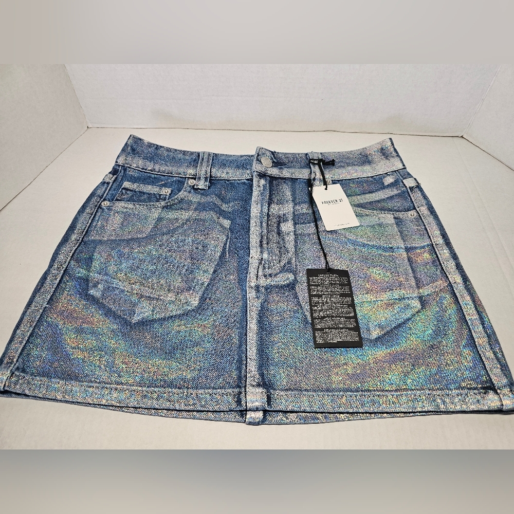Forever 21 holographic Jean skirt NWT